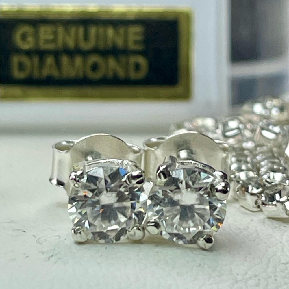 1ct Diamond CERTIFIED studs silver 925 - Picture 10 of 16